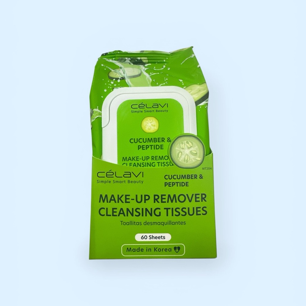 Célavi Cucumber & Peptide Make-Up Remover Cleansing Tissues — Green